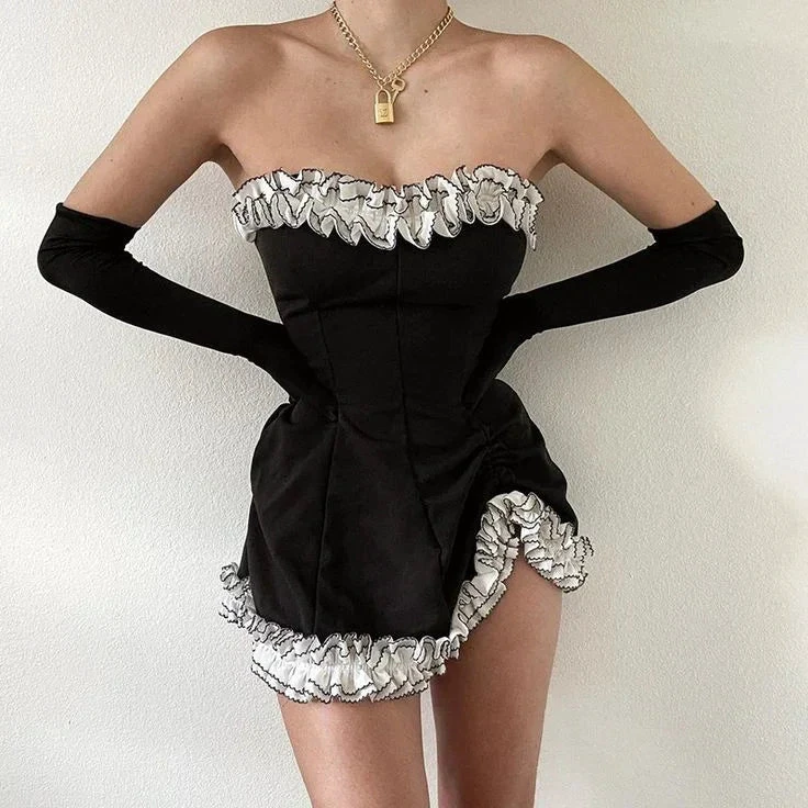 Irregular Strapless Homecoming Dress Sexy Cocktail Dress Y5941