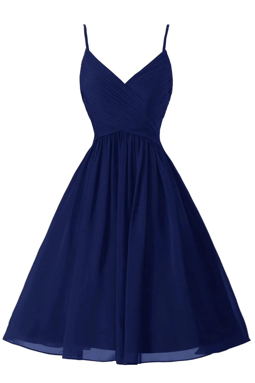 Spaghetti Straps Sleeveless A Line Chiffon Short Prom Dresses With Pockets