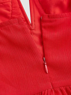 Red A-line Tie Shoulder Ruffle Hem Homecoming Dress Y2720