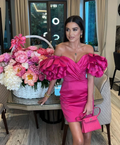 Off The Shoulder Fuchsia Homecoming Dress Fuchsia Party Dress Y2347