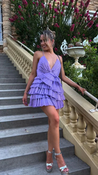 Short Homecoming Dress Ruffle Spaghetti-Neck Party Sexy Mini Dress Y4010