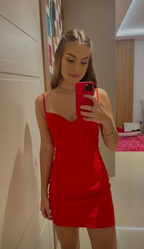 Cute Red Spaghetti Straps Bodycon Dress Red Homecoming Dress Y7166