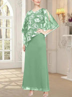 Long Glitter Mesh Dress with Novelty Asymmetric Overlay Bodice