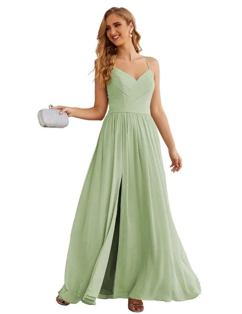 Numbersea Spaghetti Strap Bridesmaid Dresses Long Formal Party Prom Gowns 28060