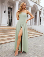 Numbersea One Shoulder Chiffon Bridesmaid Dresses Long Formal Homecoming Prom Gowns for Women Party Wedding Evening SEA28052