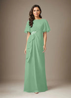 Dark Navy Sheath Beaded Chiffon Dress