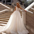 Simple Wedding Dresses With Shiny Tulle Sexy Spaghetti Straps Vestidos De Novia Custom-Made Vestido De Noiva
