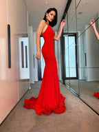 Column Ruffles Sleeveless Prom Dresses SYP132