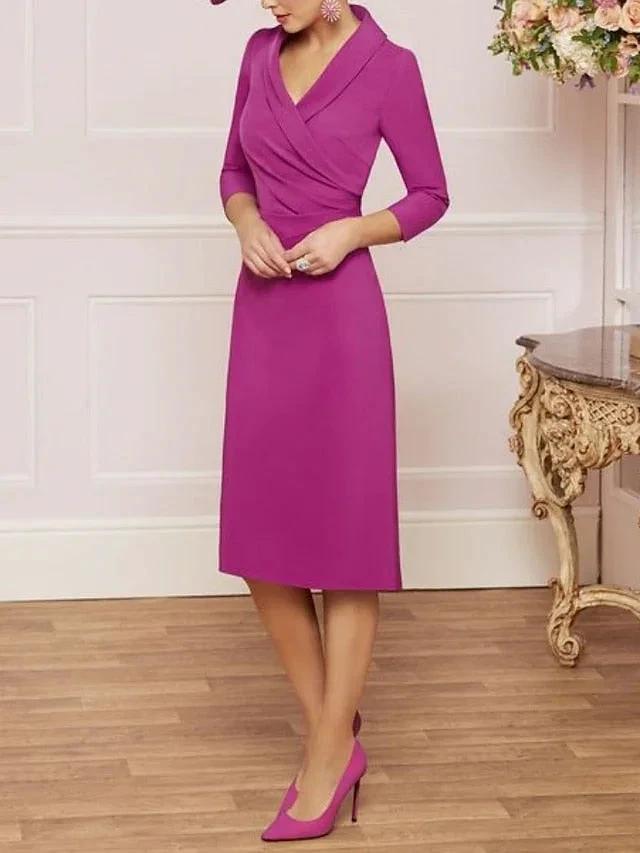 Sheath/Column V-Neck Knee-Length Mother of the Bride Dresses