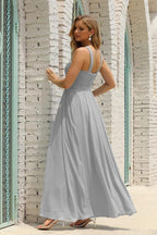 Numbersea Women Halter Chiffon Bridesmaid Dress A-line Long Formal Prom Gown SEA28015