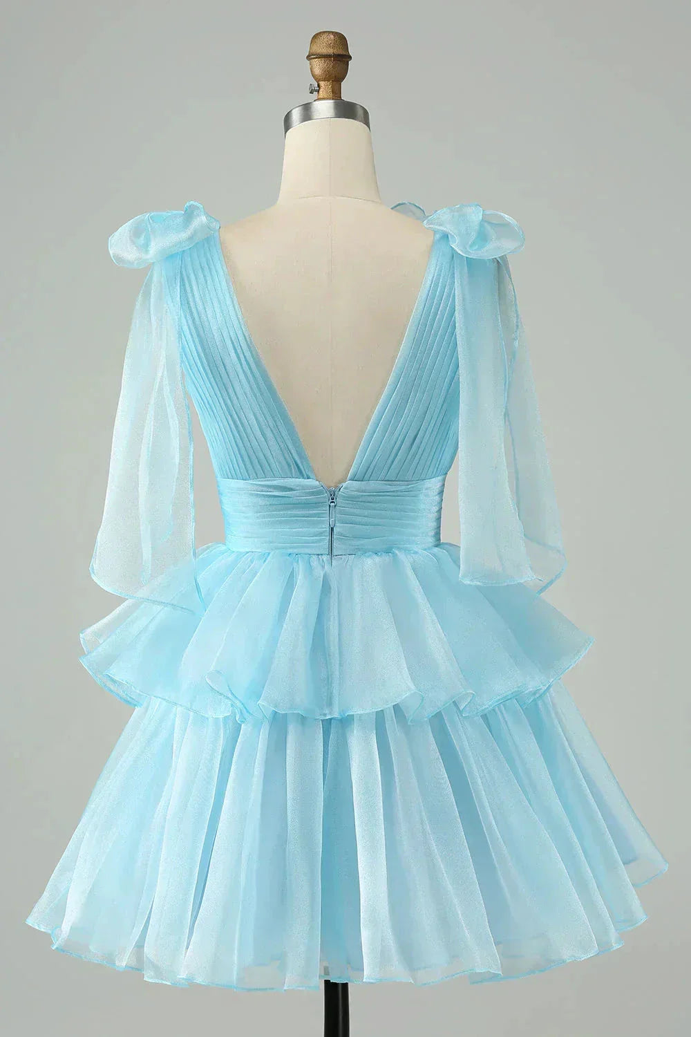 V Neck Pleated Tiered Short Homecoming Dress SYH109