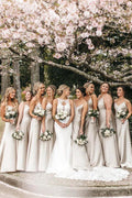 Sleek Spaghetti Straps Silk Satin Floor-length Bridesmaid Dresses  BD091