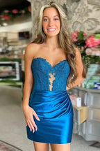 Sparkly Strapless Beaded Appliques Fuchsia Homecoming Dress PD548