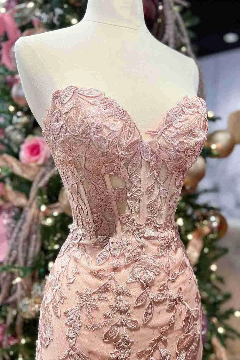 Corset Lace Long Prom Dress With Slit SYP116