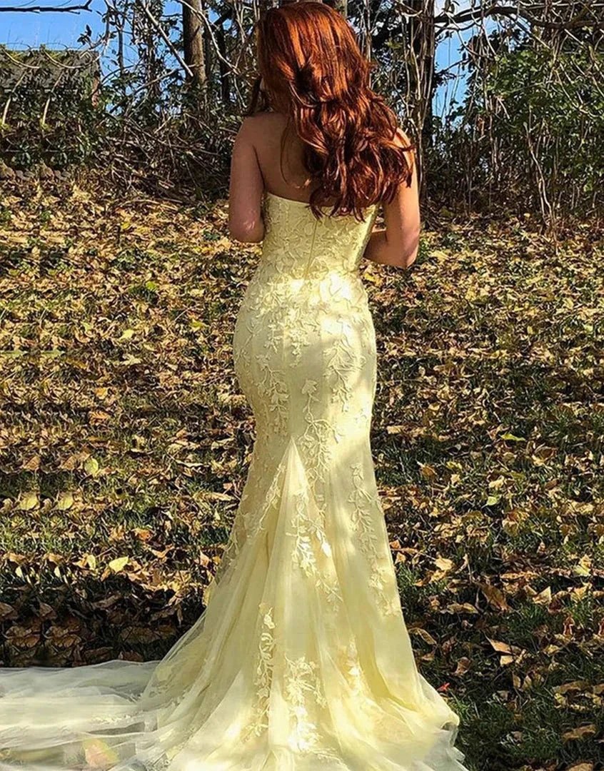 Mermaid Slit In Prom Dress With Appliques SYP157