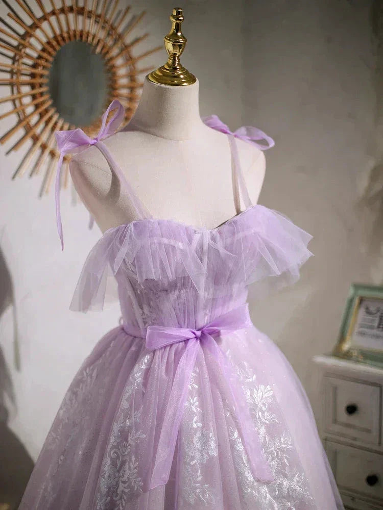 Sweet Purple A-line Short Prom Dress Homecoming Dress with Ribbon PD463
