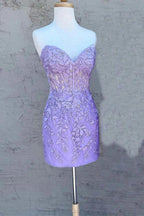 Sweetheart Pink Appliqued Bodycon Homecoming Dress PD517
