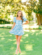 Retro Style Floral A-line Short Homecoming Dress Summer Outfit Dress Y2957
