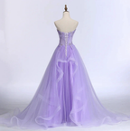 New Sweet Banquet Light Purple Lace Long Evening Dress The Bride Elegant Strapless A-line Prom Formal Party Gown Y1845
