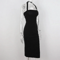 Women's Black Halter Prom Dress With Slit Sexy Black Sleeveless Evening Dress Y1161