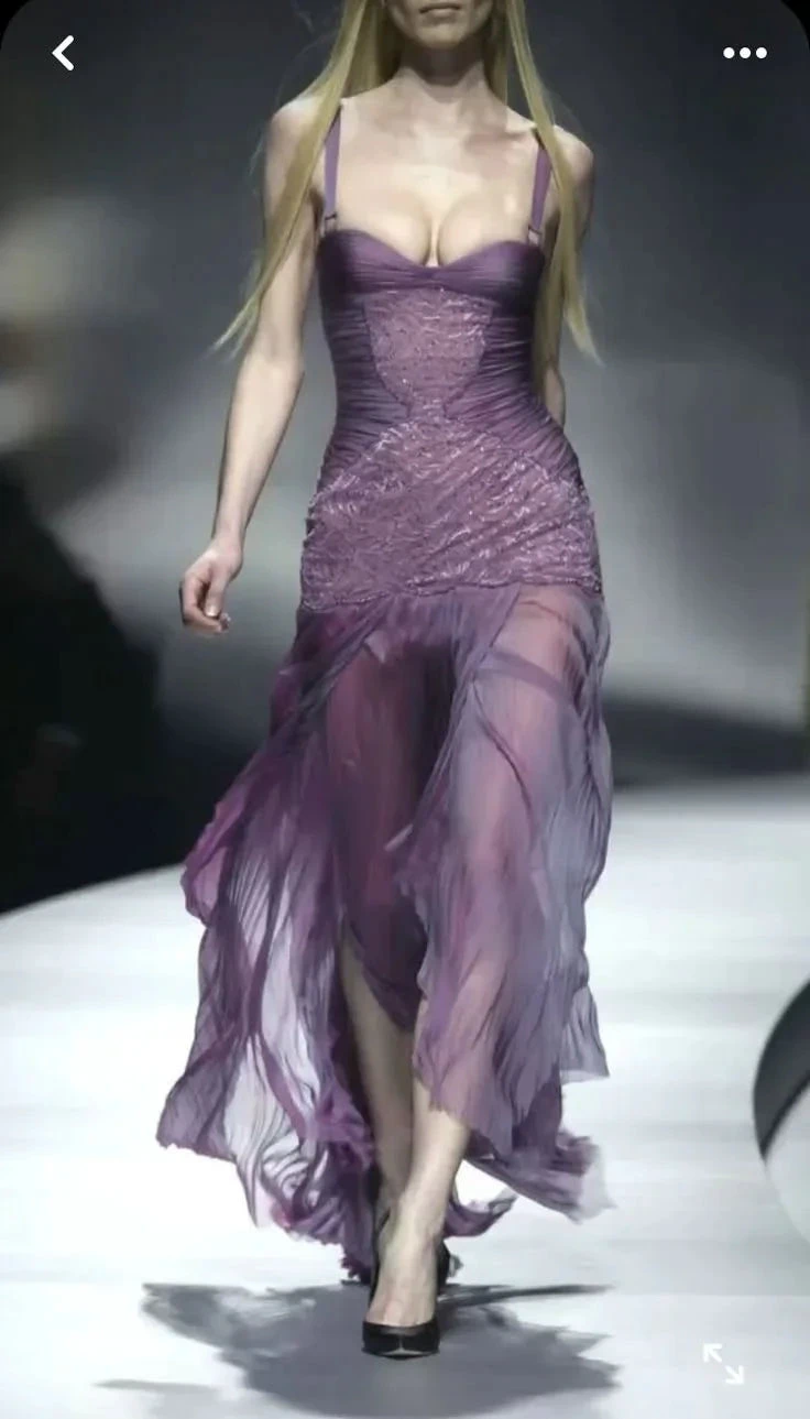 Vintage Purple Tulle Lace Mermaid Evening Dress Formal Prom Dress Y8447