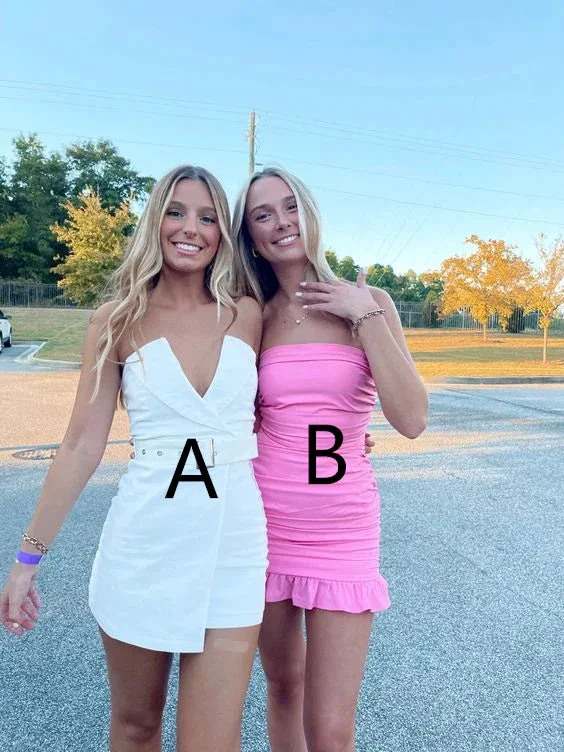 Strapless Pink Homecoming Dress Sexy Bodycon Dress Y2442