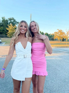 Strapless Pink Homecoming Dress Sexy Bodycon Dress Y2442