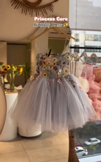 Pretty Tulle Appliques A Line Homecoming Dress Blue Short Birthday Party Dress Y8513