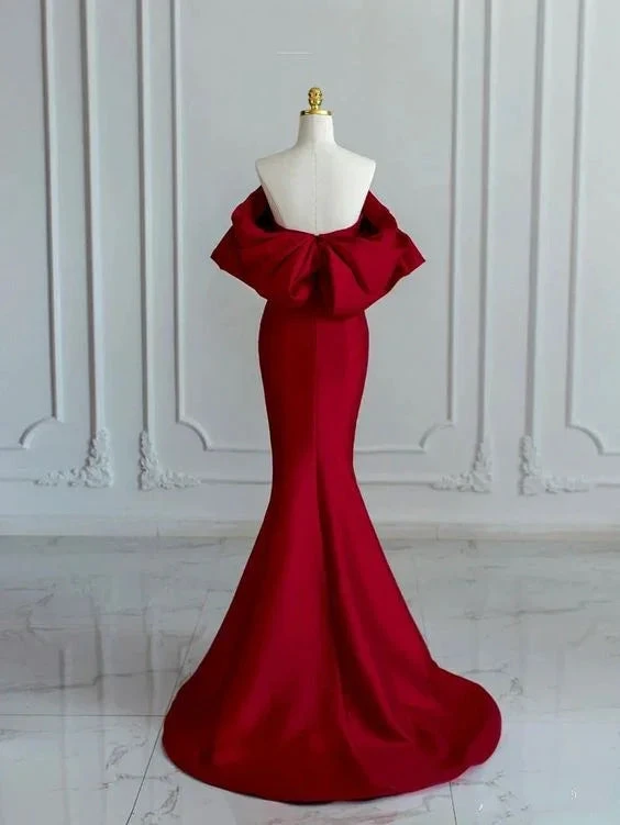 Charming Mermaid Satin Prom Dress Vintage Evening Dress Y4371