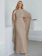 Sheath Scoop Floor-Length Chiffon Mother of the Bride Dress With Cascading Ruffles