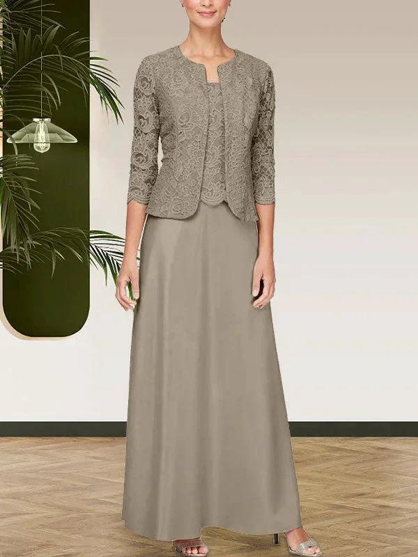 Glitter Lace & Satin Skirt Jacket Dress with Open Jacket