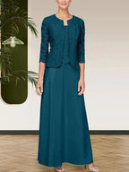 Glitter Lace & Satin Skirt Jacket Dress with Open Jacket
