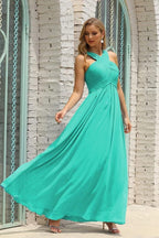 Numbersea Women Halter Chiffon Bridesmaid Dress A-line Long Formal Prom Gown SEA28015
