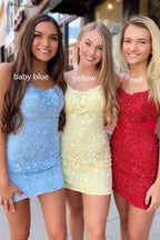Tight Red Lace Short Homecoming Dress SYH29