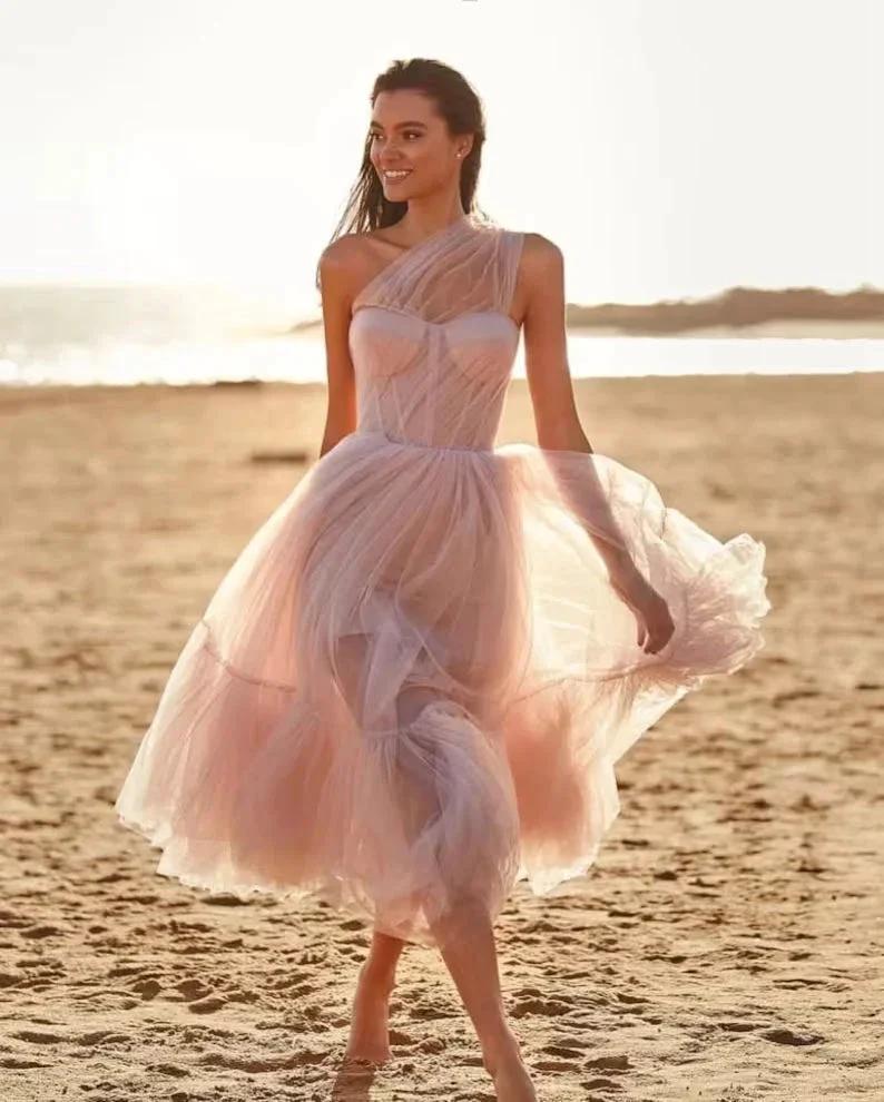 One Shoulder Tulle Prom Dress SYP167
