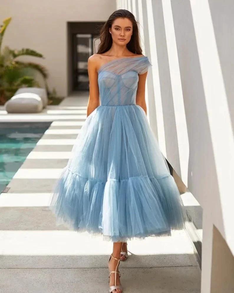 One Shoulder Tulle Prom Dress SYP167