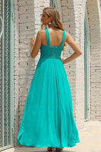Numbersea Women Halter Chiffon Bridesmaid Dress A-line Long Formal Prom Gown SEA28015