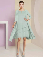 A-Line/Princess Jewel Neck Knee-Length Mother of the Bride Dresses