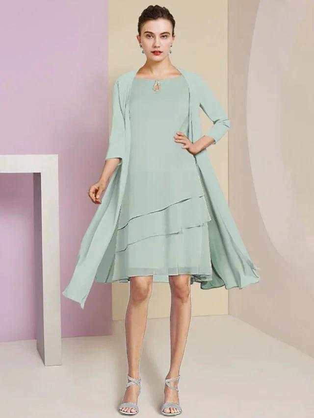 A-Line/Princess Jewel Neck Knee-Length Mother of the Bride Dresses