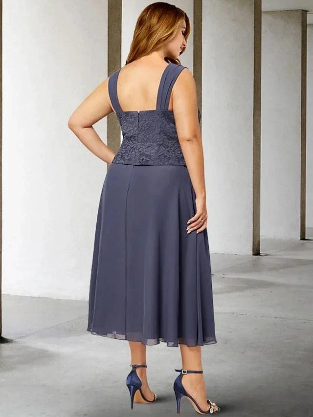 A-Line/Princess Spaghetti Straps Tea-Length Mother of the Bride Dresses