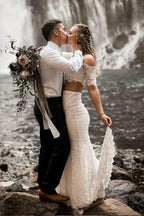 Two Pieces Lace Wedding Dresses Mermaid/Trumpet Bridal Gowns  WD559