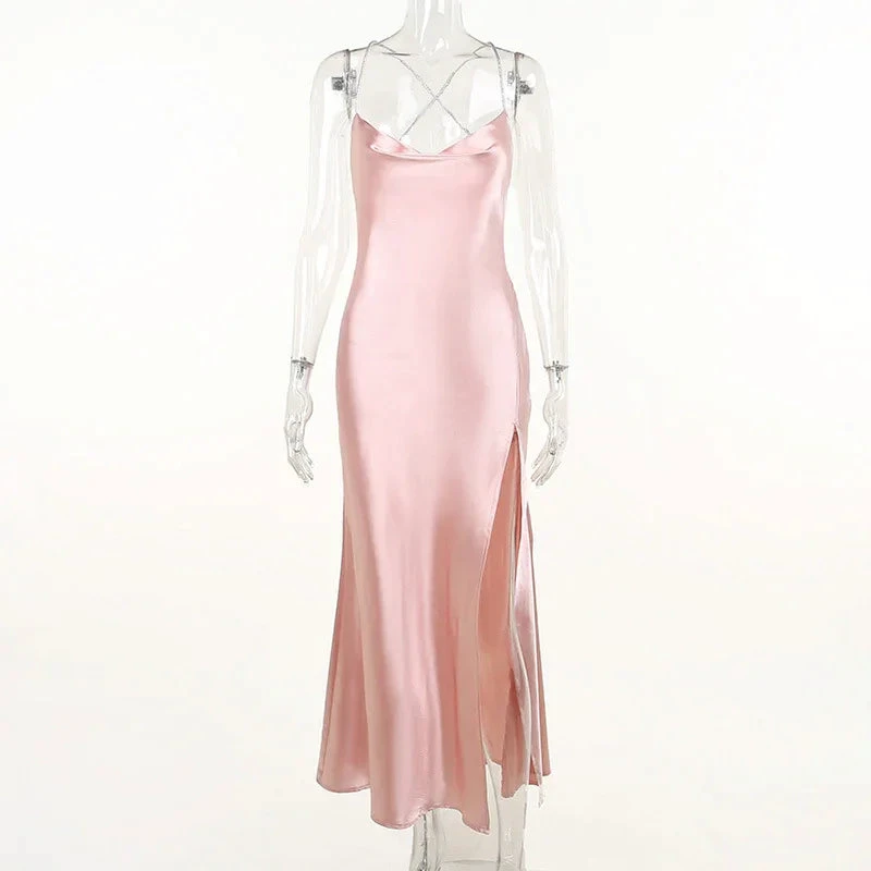 Sexy Pink Mermaid Long Prom Dress,Backless Pink Evening Dress  Y1933