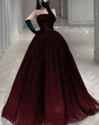 Strapless A-line Tulle Prom Dress Chic Evening Dress Y2030