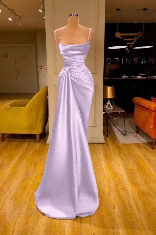 Charming Burgundy Spaghetti Straps Pleated Mermaid Prom Dress Long Evening 6868