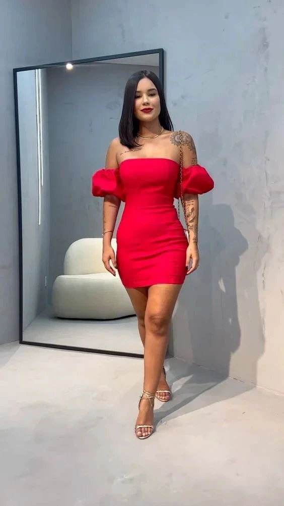 Sexy Red Tight Homecoming Dress Red Cocktail Dress Y3056