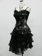 Sexy Black Chiffon Beaded Cocktail Dress Homecoming Dress Y7729