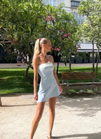 Summer Sleeveless Strapless Mini Tube Dresses For Women Outfit Casual Patchwork Bodycon Beach Holiday Party Dress Homecoming Dress Y7261