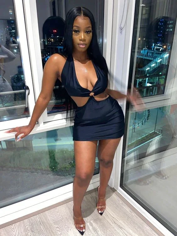 Sexy Halter Neckline Homecoming Dress Club Dress Y2195