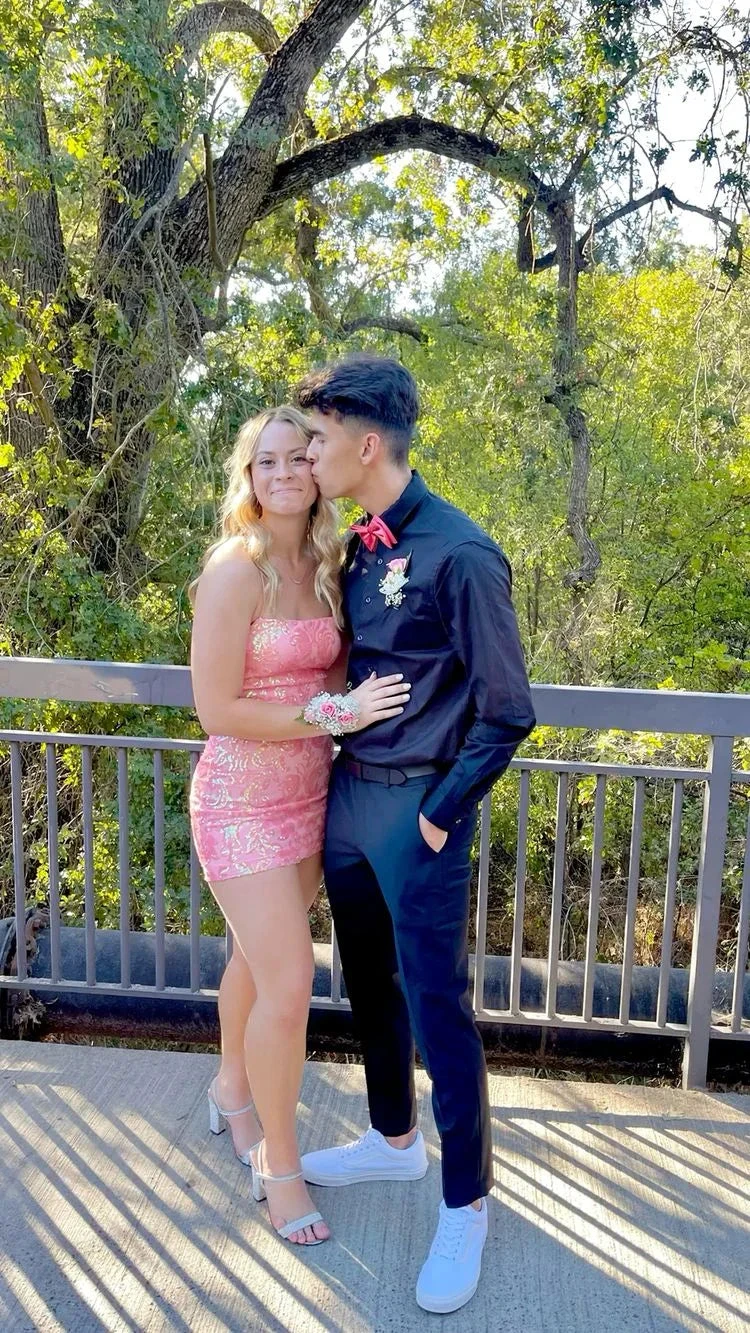 Pink Sequins Homecoming Dress Pink Party Dress Y2244