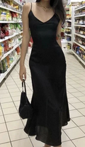 Sexy Straps Black Chiffon Prom Evening Dress Y7839